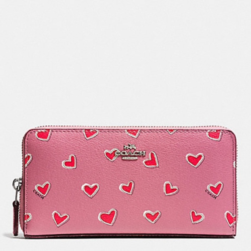 Coach ACCORDION ZIP WALLET IN HEART PRINT COATED CANVAS (COACH F53885) - Picture 1 of 6